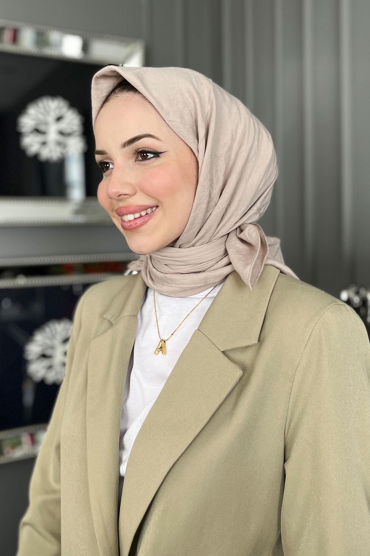 Harem Scarf, Pamuk Jazz Eşarp - HAE01 - Kum Beji