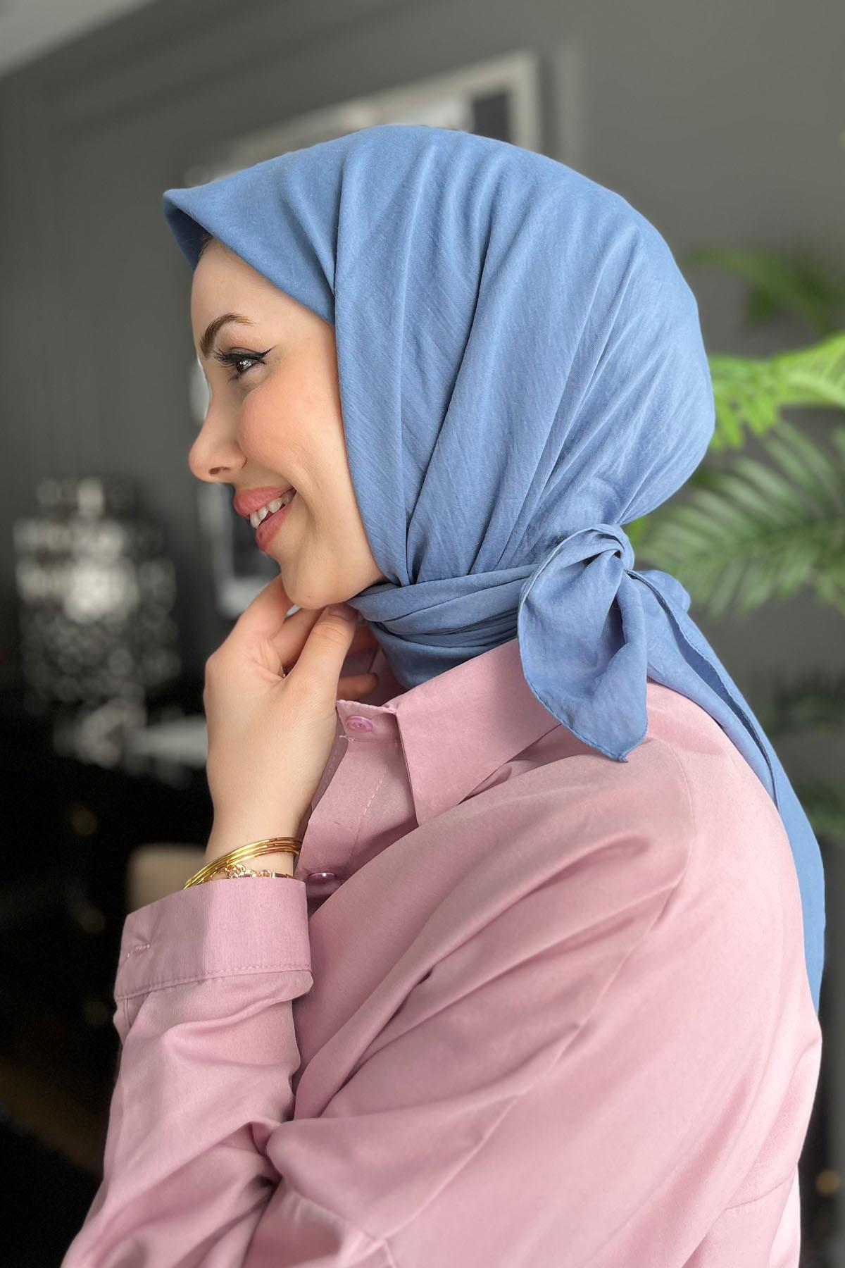 Harem Scarf, Pamuk Jazz Eşarp - HAE01 - Mavi