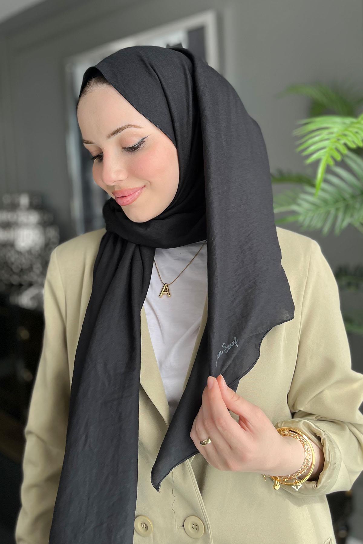 Harem Scarf, Pamuk Jazz Şal - HASAL01- Siyah