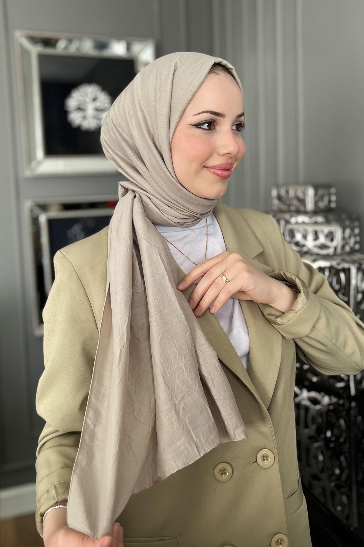 Harem Scarf, Pamuk Jazz Şal - HASAL10- Kum Beji