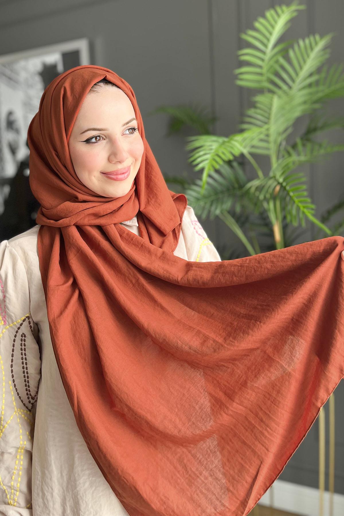 Harem Scarf, Pamuk Jazz Şal - HASAL11- Kiremit