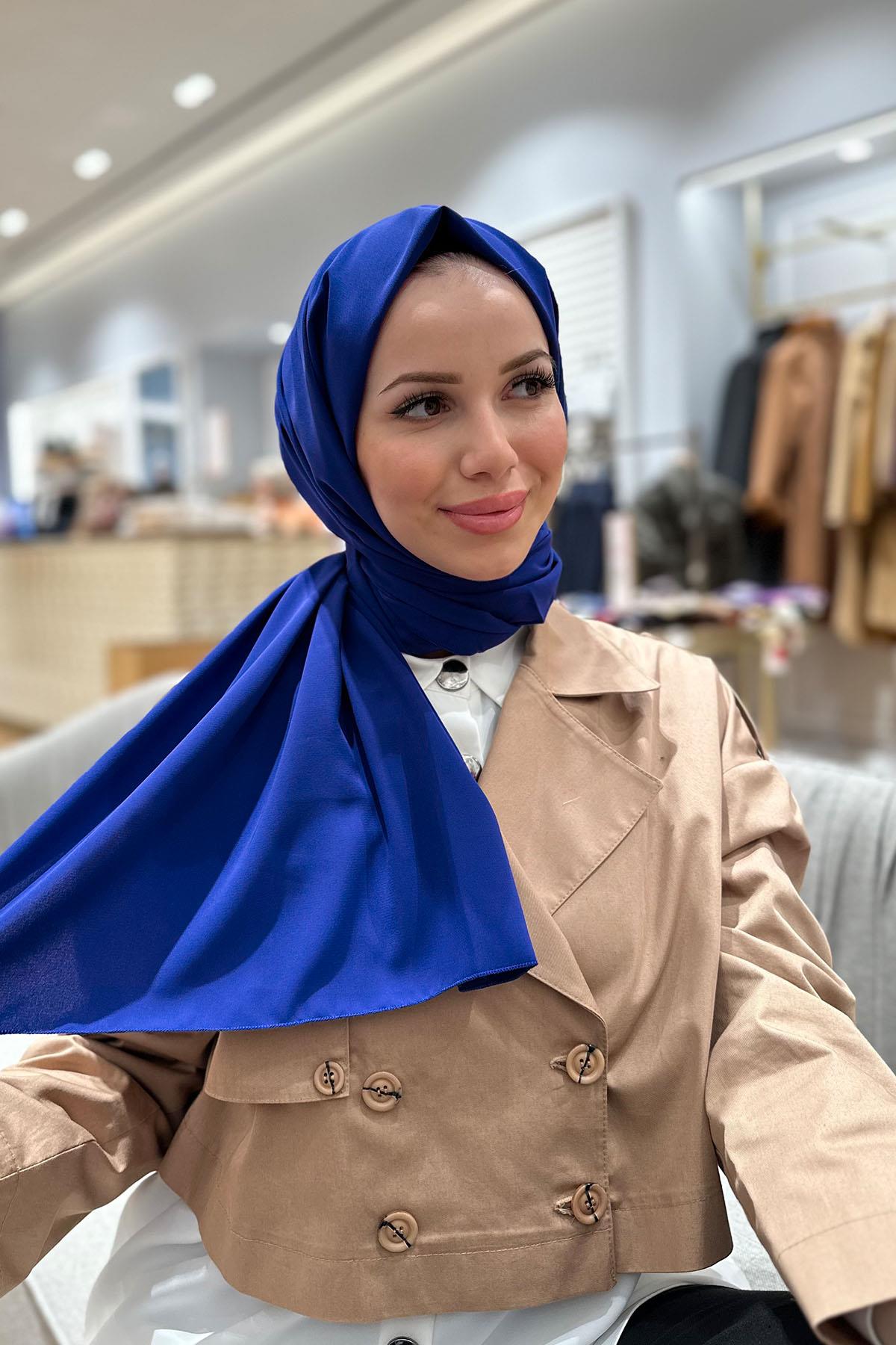 Medine İpeği Şal - Saks Mavisi