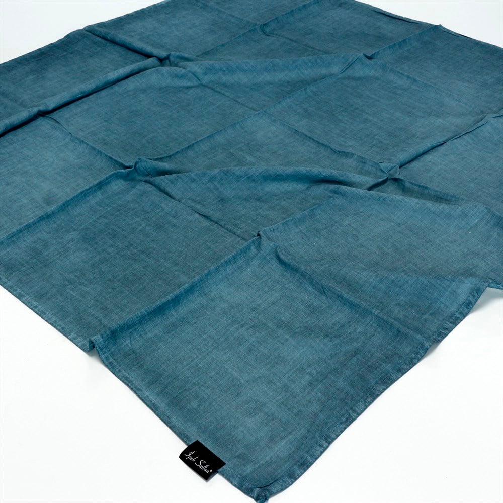 İpek Sultan Taşlanmış Pamuk Eşarp - 02 - Petrol