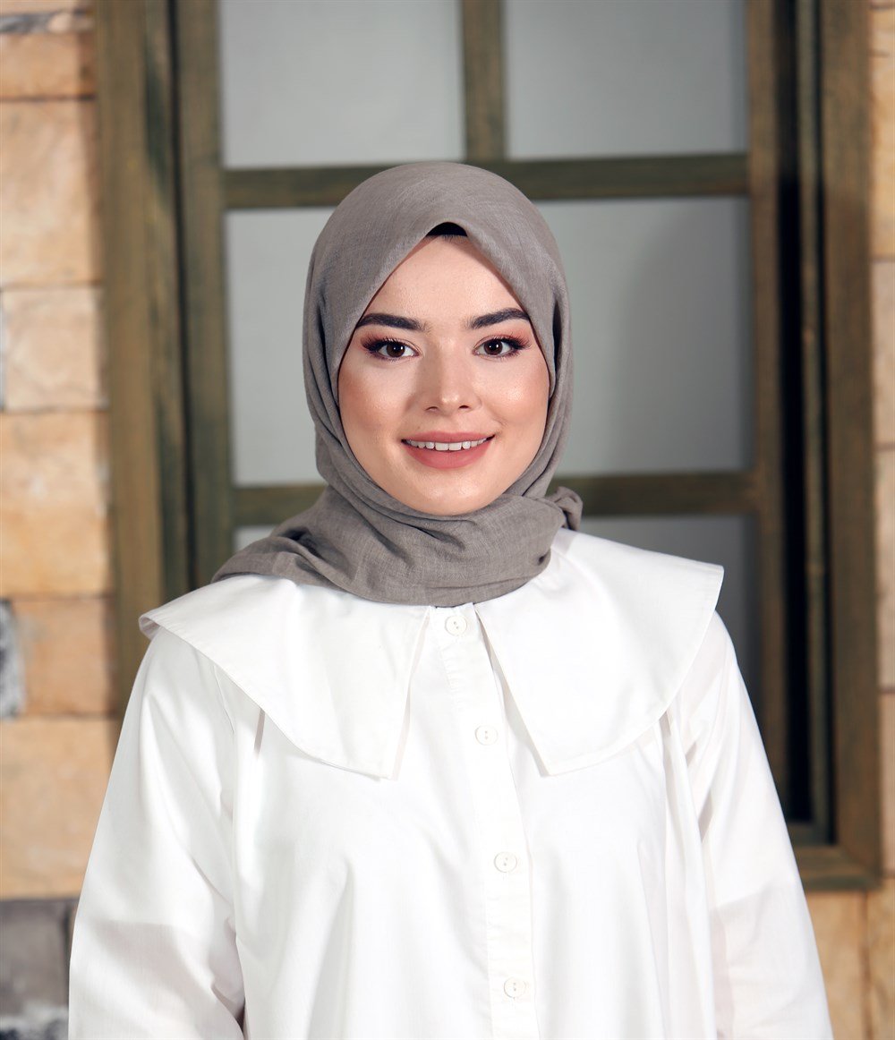 İpek Sultan Taşlanmış Pamuk Eşarp - 18 - Taş Rengi