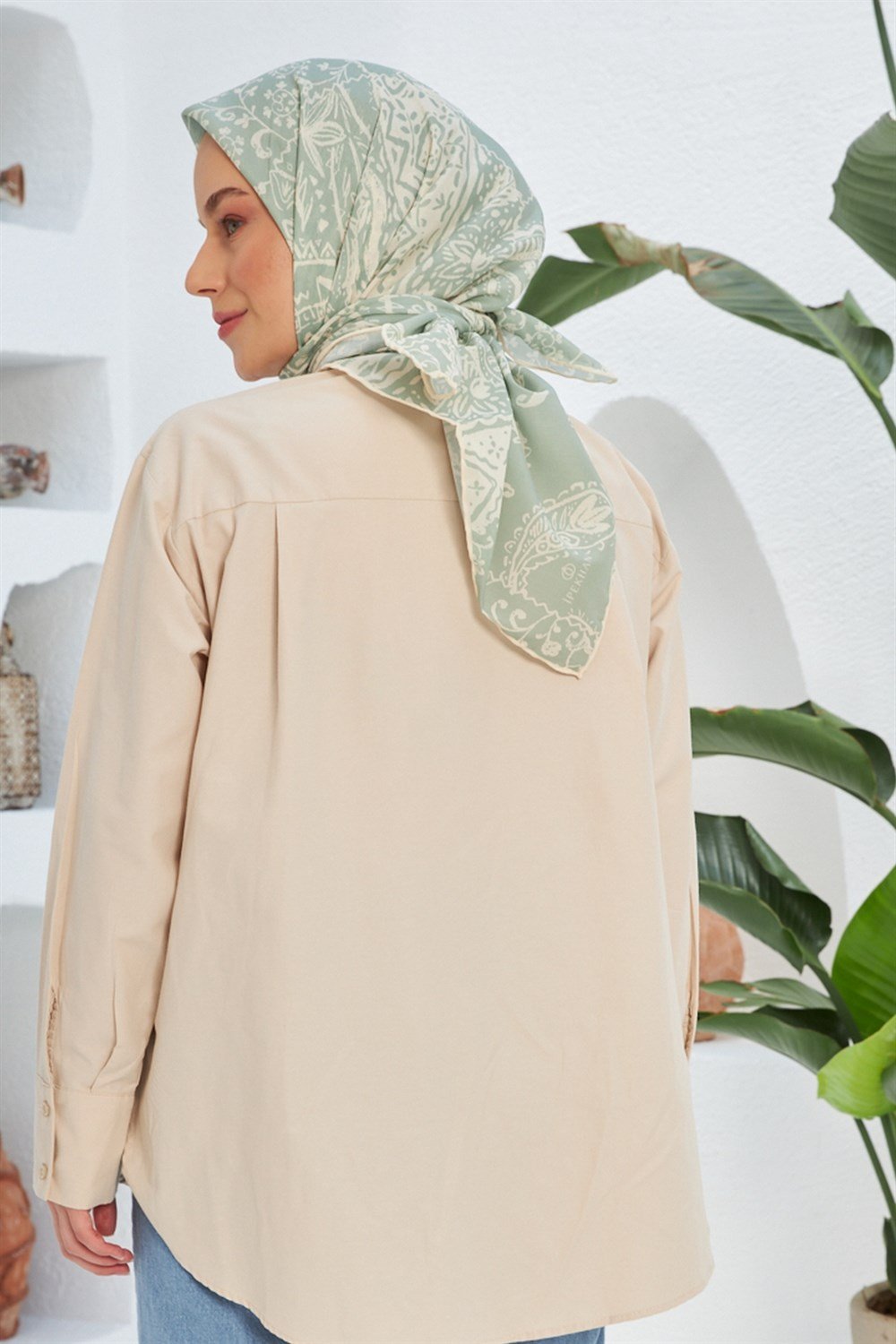 İpekhan Pamuk Eşarp - Otantik Çiçekli - IHE003-13