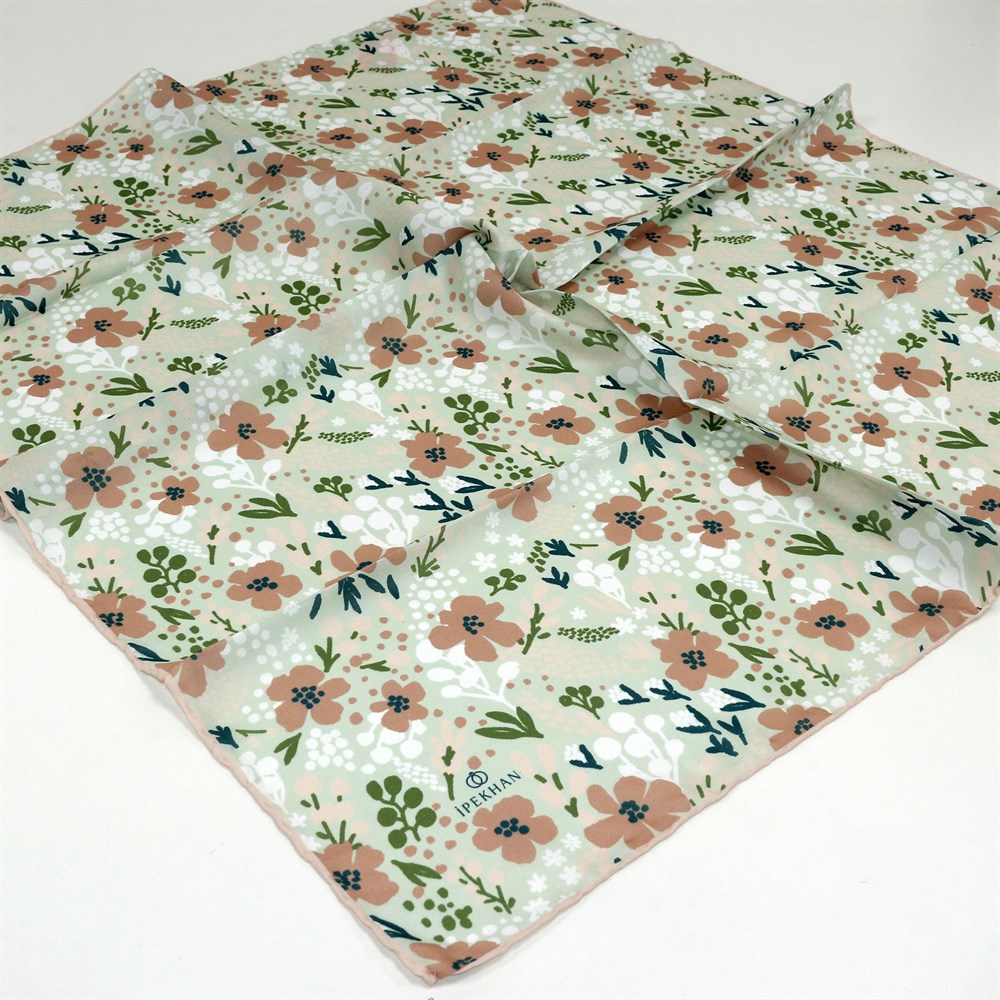 İpekhan Pamuk Eşarp - Yapraklı Çiçek - IHE008-21