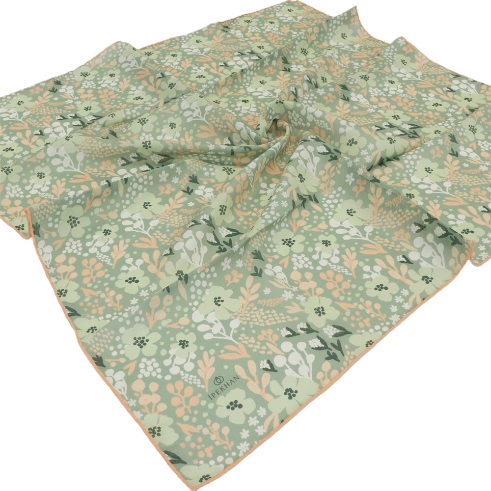 İpekhan Pamuk Eşarp - Yapraklı Çiçek - IHE008-08