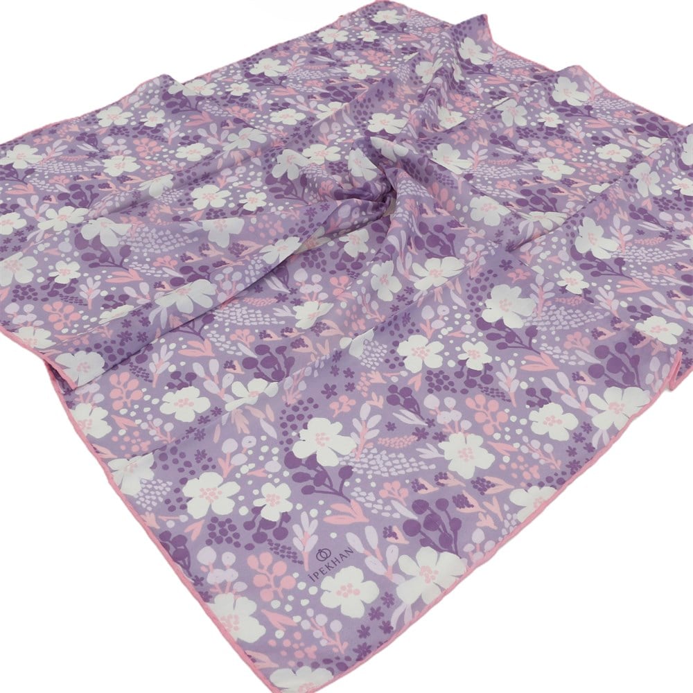 İpekhan Pamuk Eşarp - Yapraklı Çiçek - IHE008-04