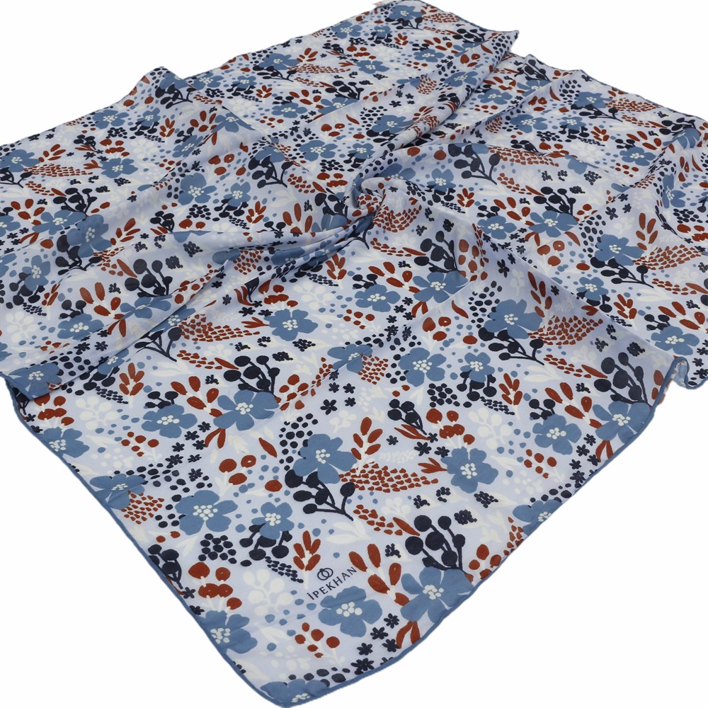 İpekhan Pamuk Eşarp - Yapraklı Çiçek - IHE008-02