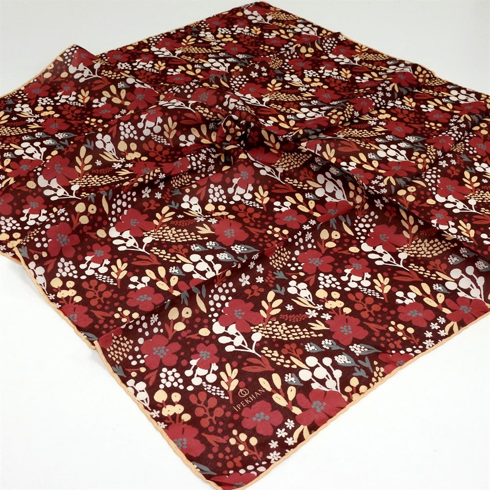 İpekhan Pamuk Eşarp - Yapraklı Çiçek - IHE008-13