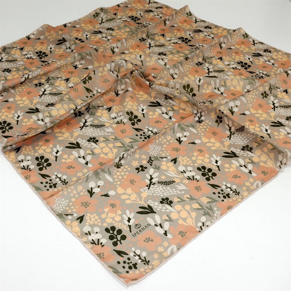 İpekhan Pamuk Eşarp - Yapraklı Çiçek - IHE008-20
