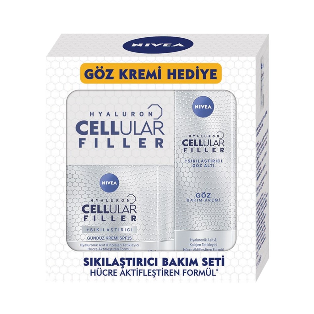 NIVEA Hyaluron Cellular Filler Yaşlanma Karşıtı Sıkılaştırıcı Gündüz Kremi  50 Ml + Göz Kremi 15 Ml