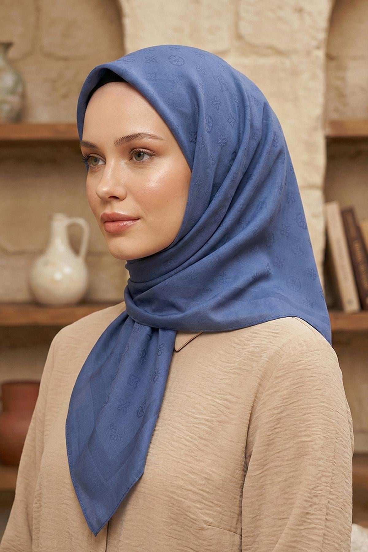 Pierre Cardin Koton Eşarp - Çanta Desen - 1030500-922 - Mavi