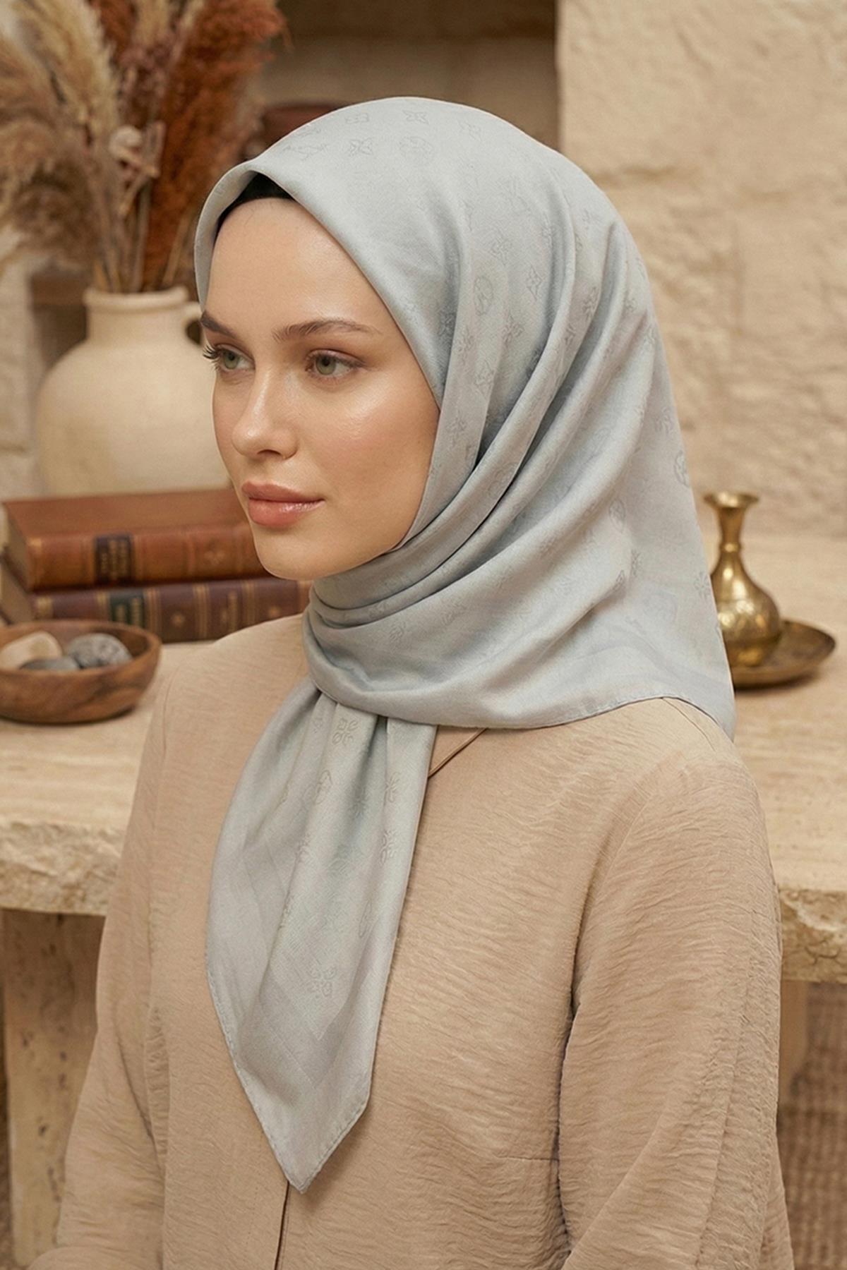 Pierre Cardin Koton Eşarp - Çanta Desen - 1030500-971 - Açık Gri