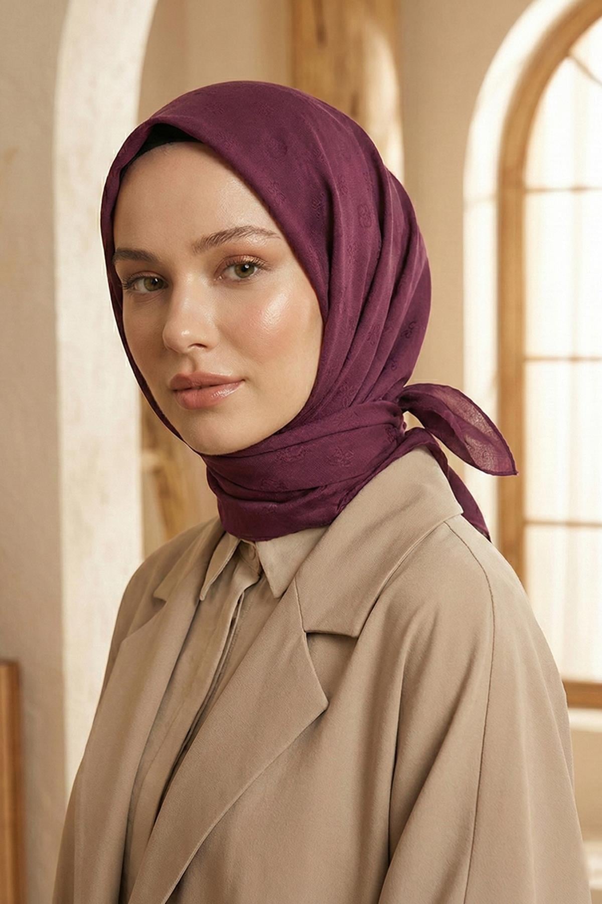 Pierre Cardin Koton Eşarp - Çanta Desen - 1030500-992 - Mor
