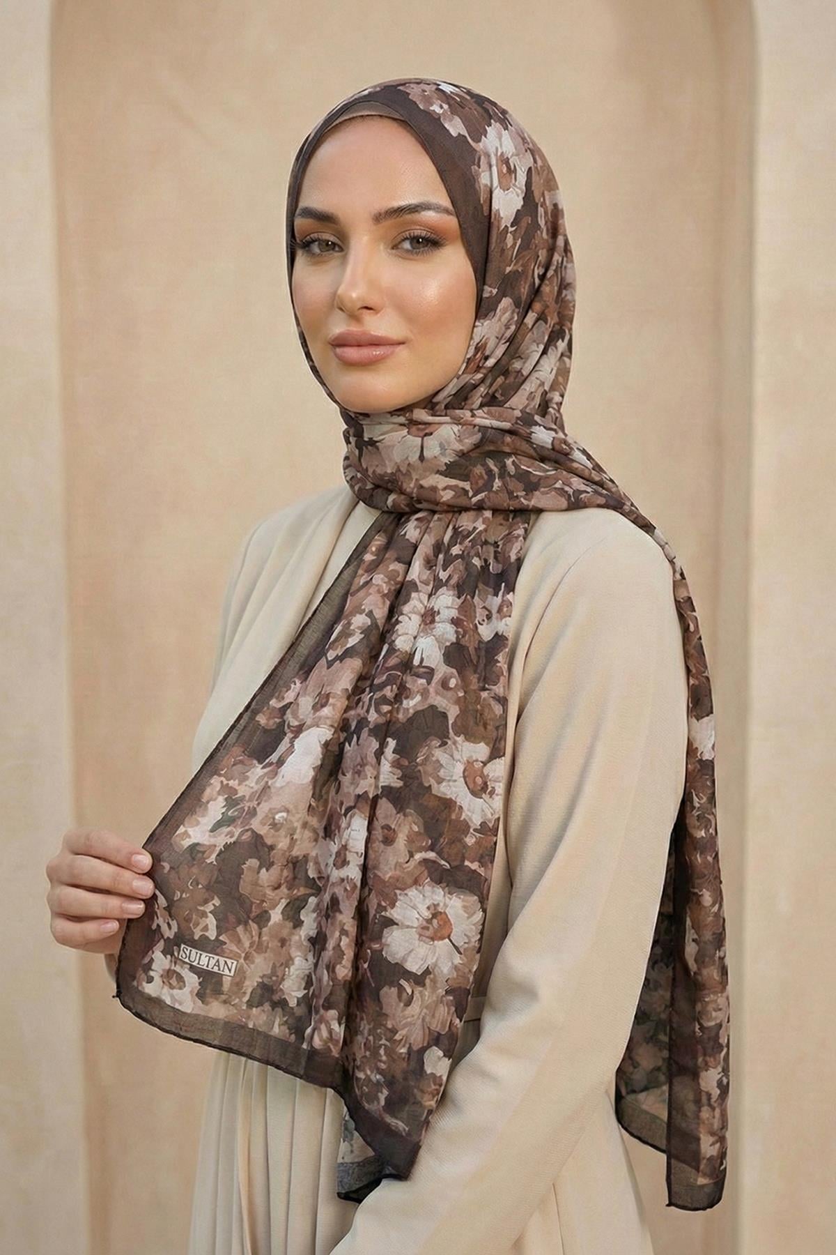 Sultan Desenli Bambu Kraş Şal - Çiçek Modeli - DK06-07