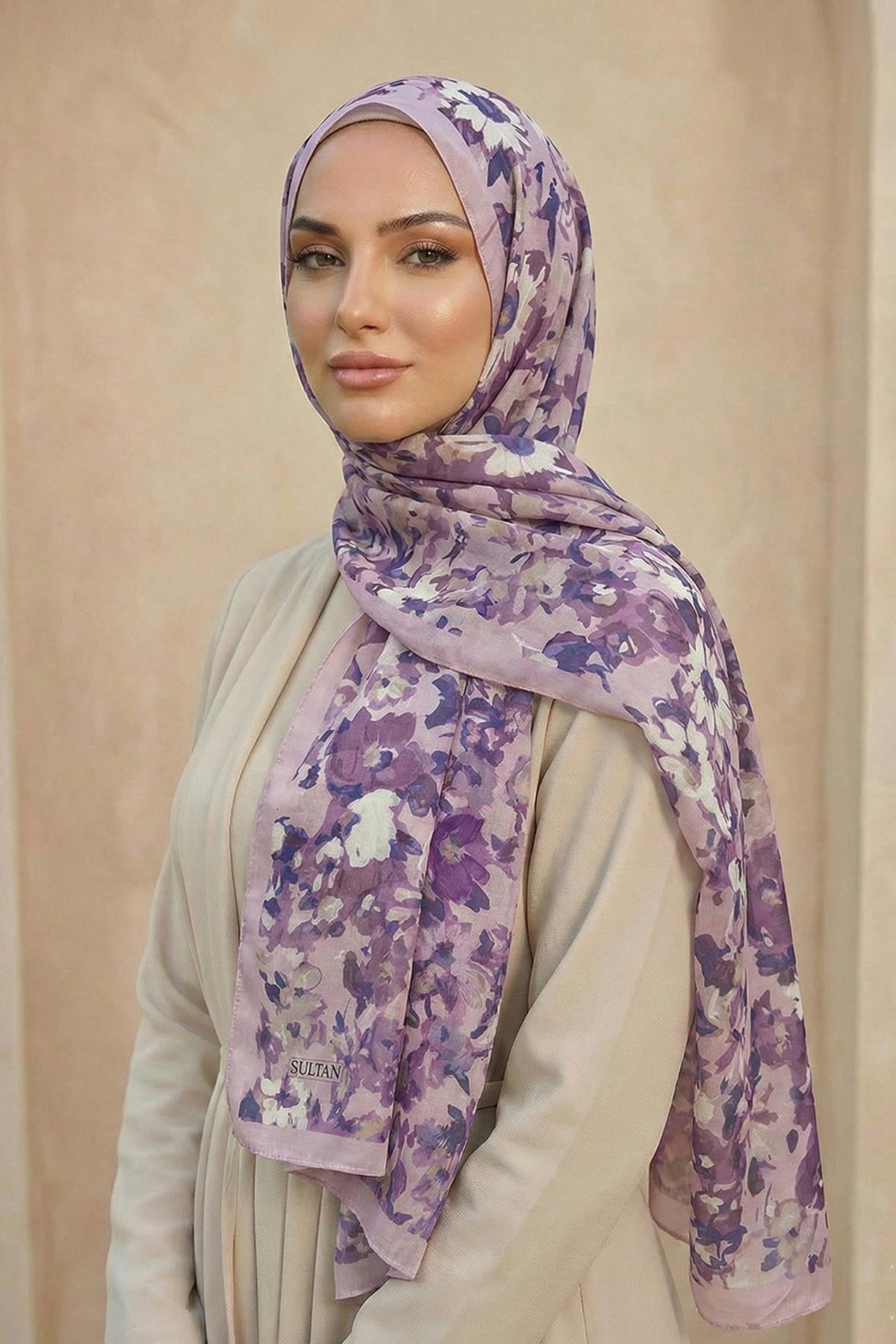 Sultan Desenli Bambu Kraş Şal - Çiçek Modeli - DK06-01