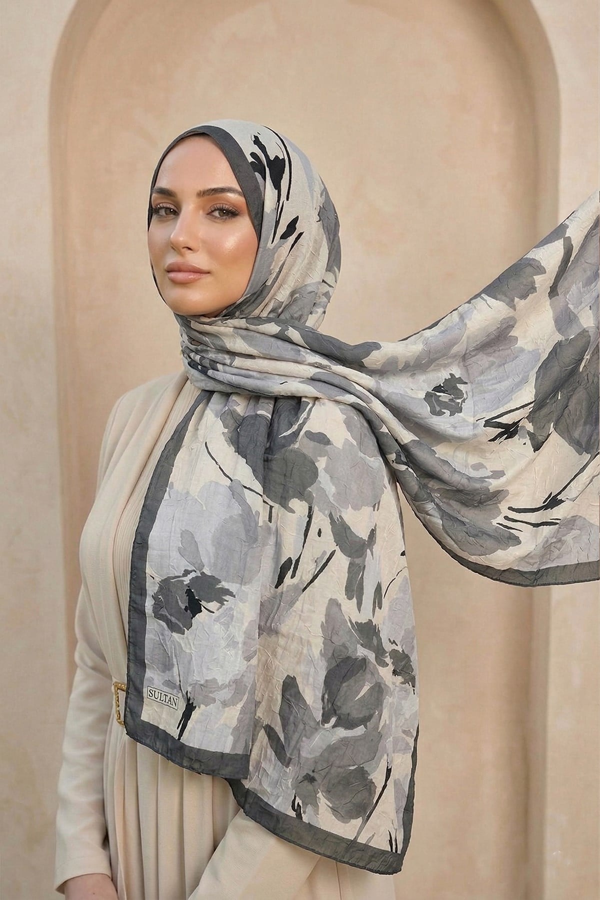 Sultan Desenli Bambu Kraş Şal - Gizem Modeli - DK02-03