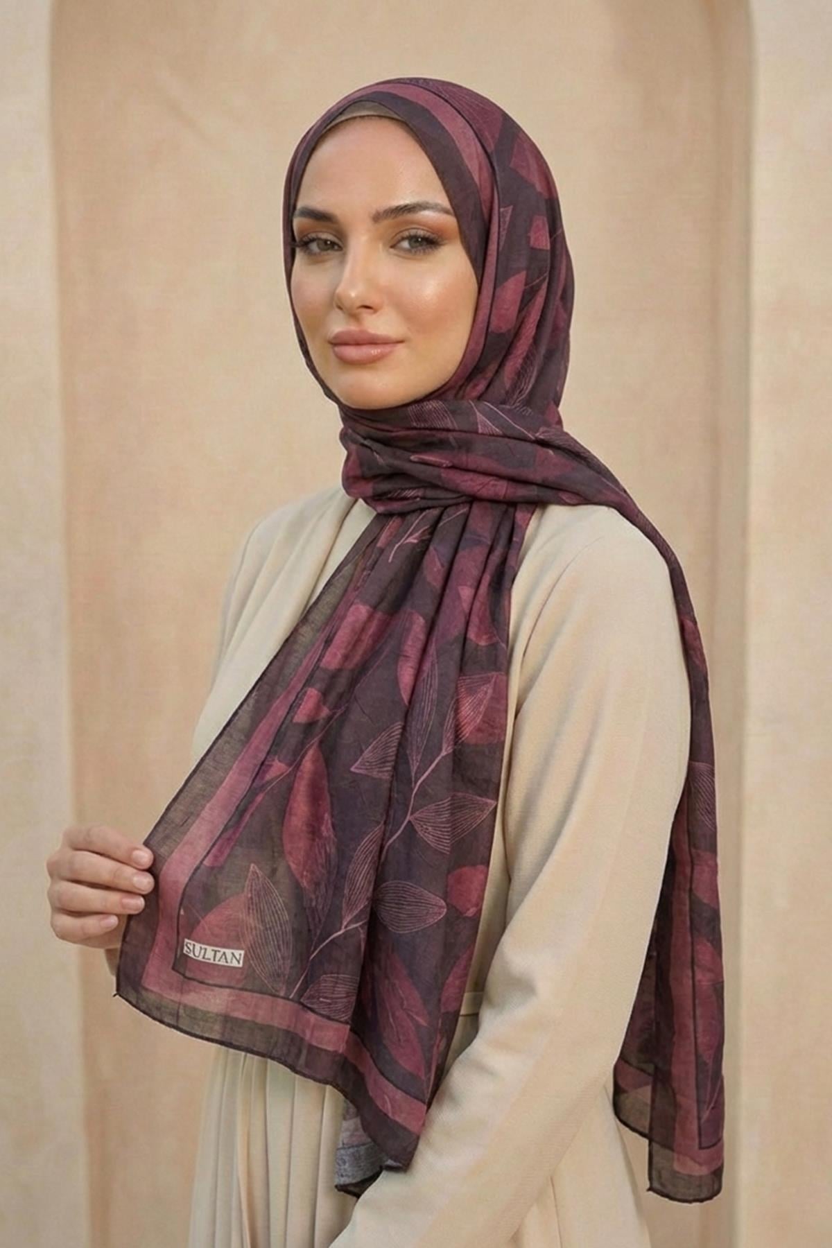 Sultan Desenli Bambu Kraş Şal - Yaprak Modeli - DK07-06