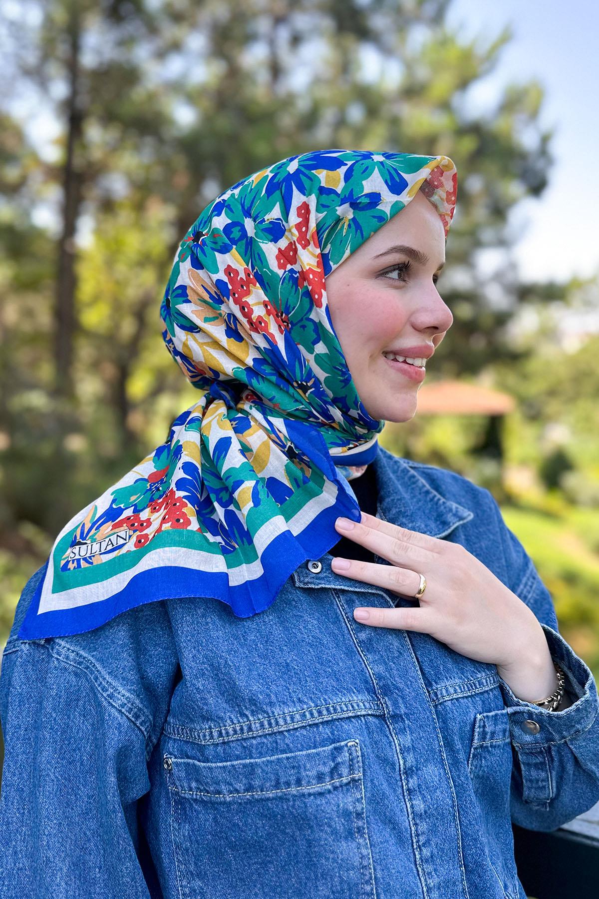 Sultan Fresh Pamuk Eşarp - Dolu Çiçek Deseni - SFE007-08