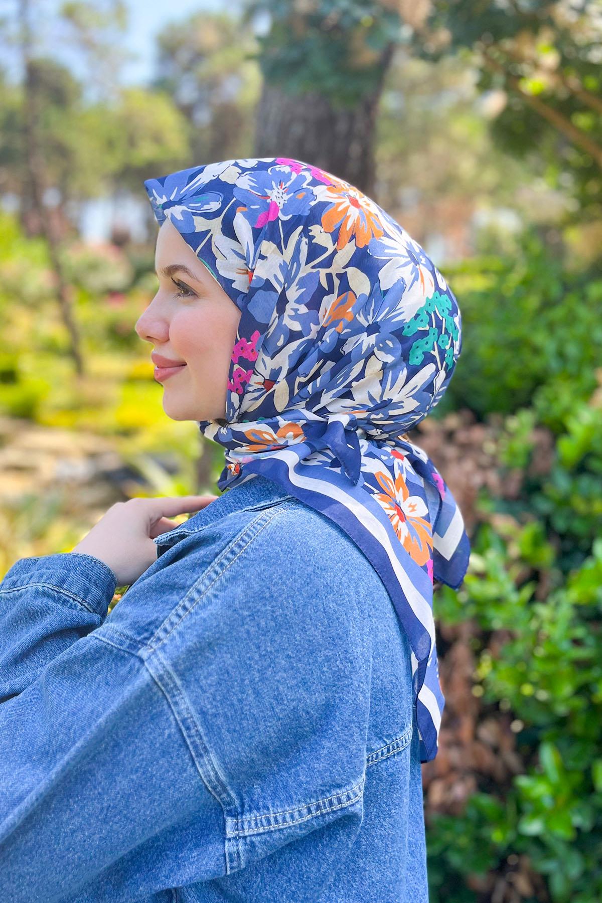 Sultan Fresh Pamuk Eşarp - Dolu Çiçek Deseni - SFE007-11