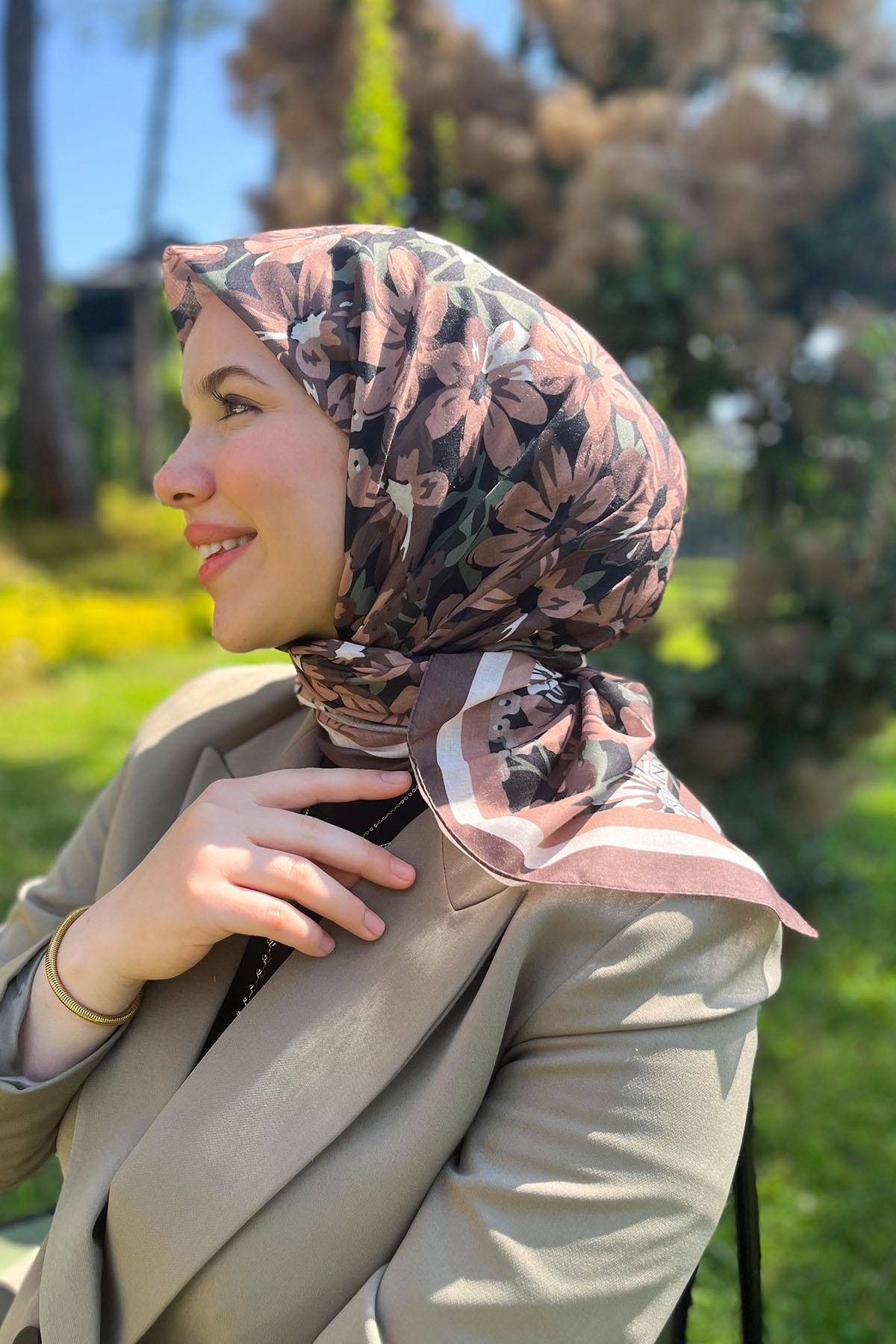 Sultan Fresh Pamuk Eşarp - Dolu Çiçek Deseni - SFE007-02