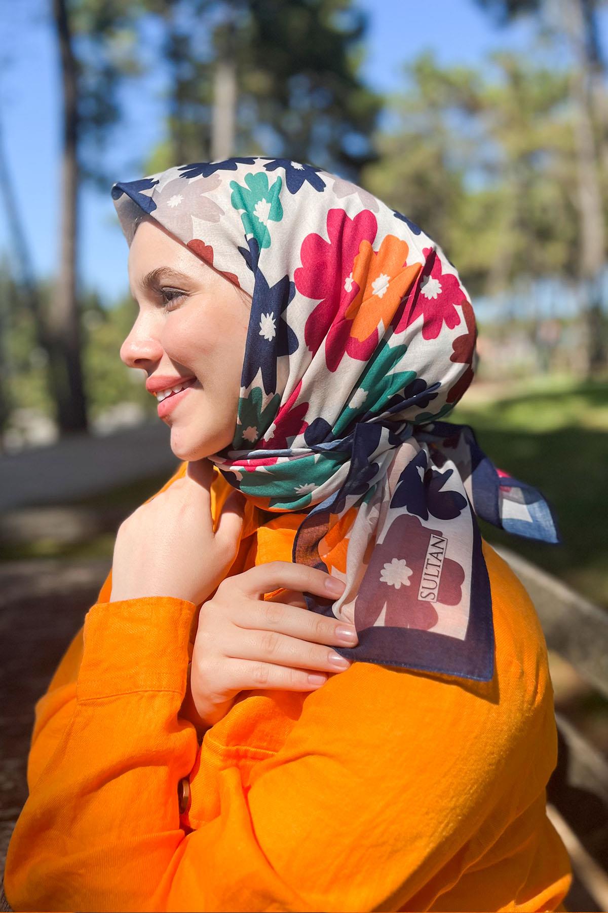 Sultan Fresh Pamuk Eşarp - Uçuşan Çiçekler - SFE009-03