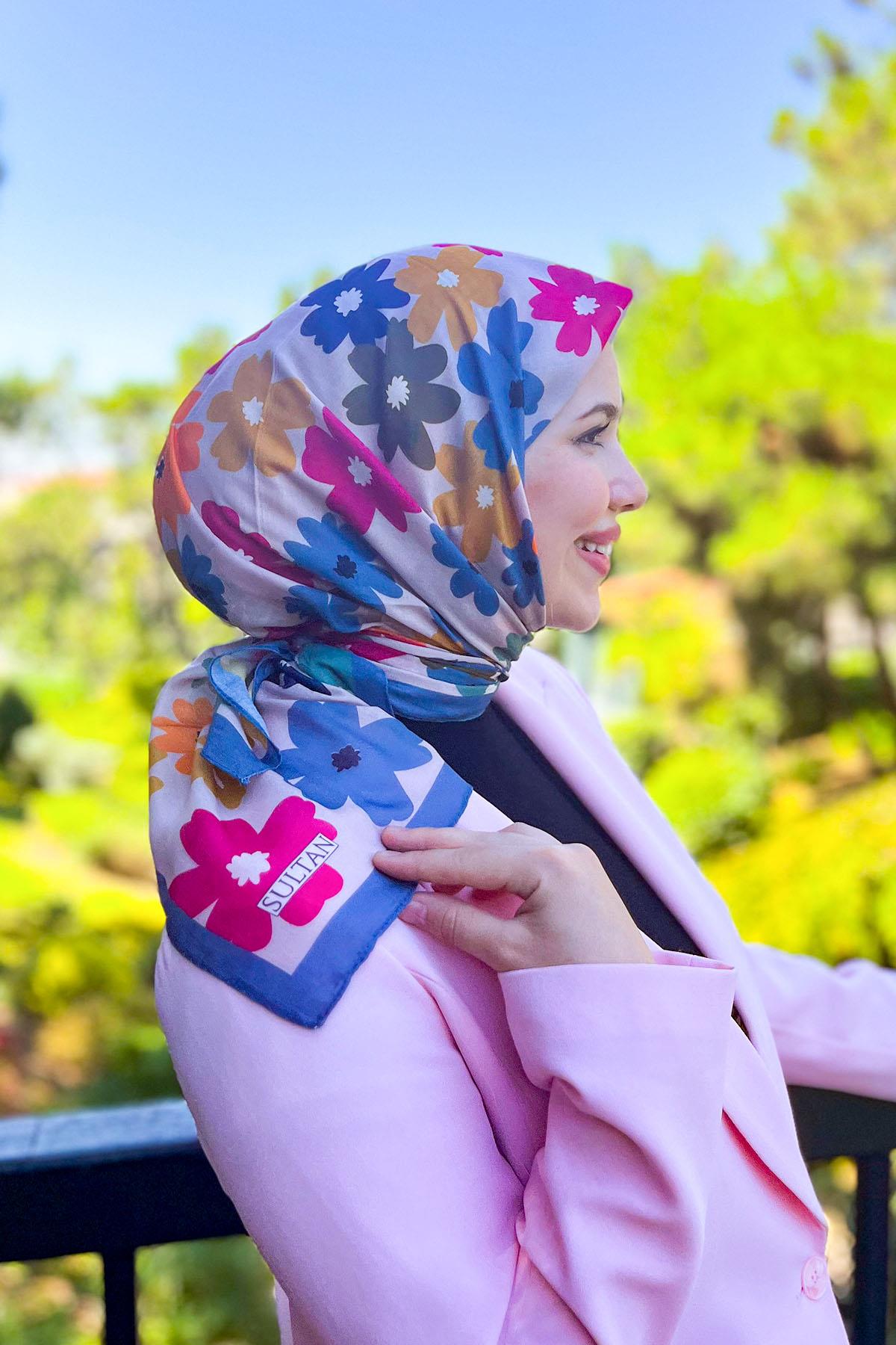 Sultan Fresh Pamuk Eşarp - Uçuşan Çiçekler - SFE009-07