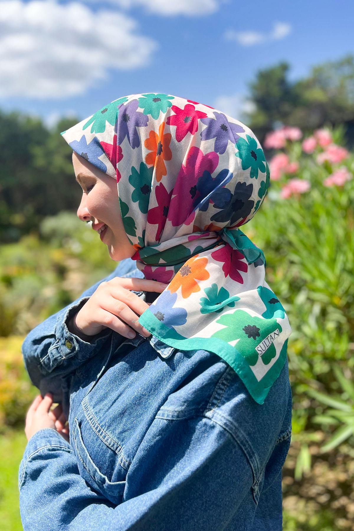 Sultan Fresh Pamuk Eşarp - Uçuşan Çiçekler - SFE009-04