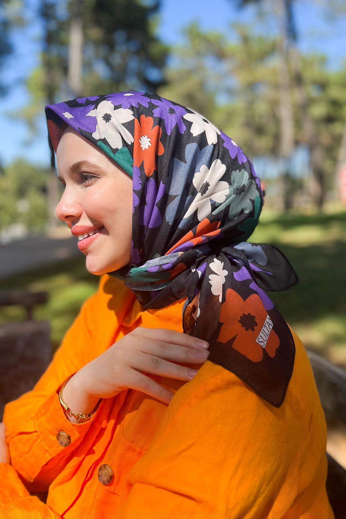 Sultan Fresh Pamuk Eşarp - Uçuşan Çiçekler - SFE009-02