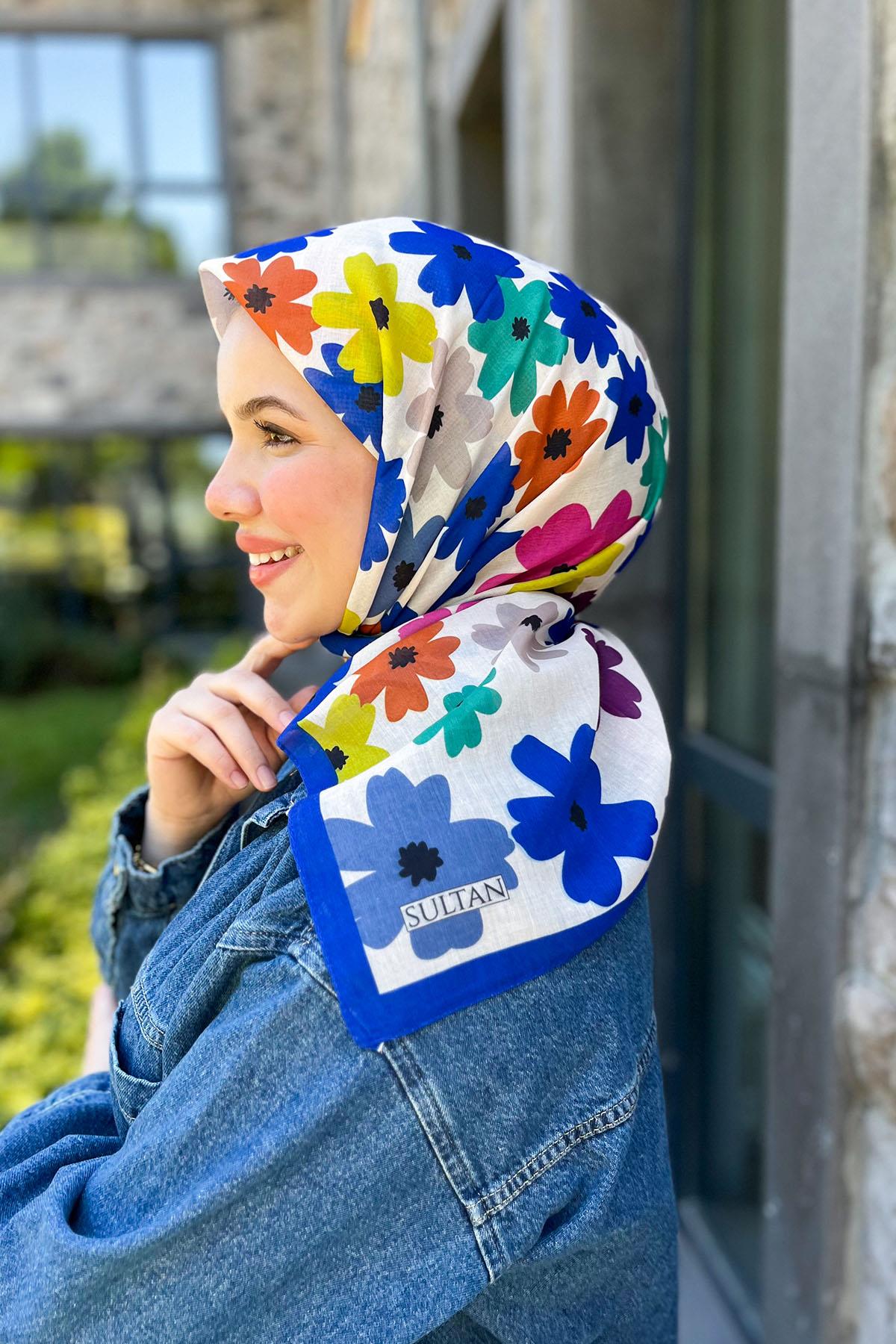 Sultan Fresh Pamuk Eşarp - Uçuşan Çiçekler - SFE009-09
