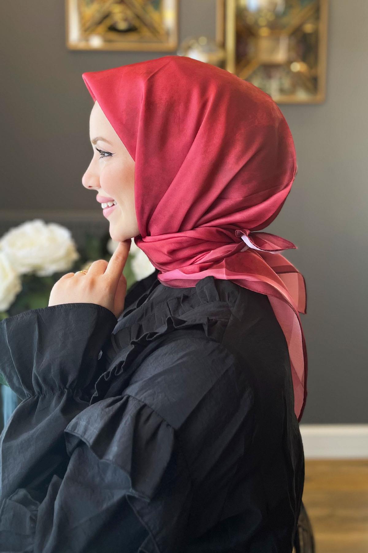 Sultan Kristal Eşarp - Bulut Desen - SKE41 - Açık Bordo