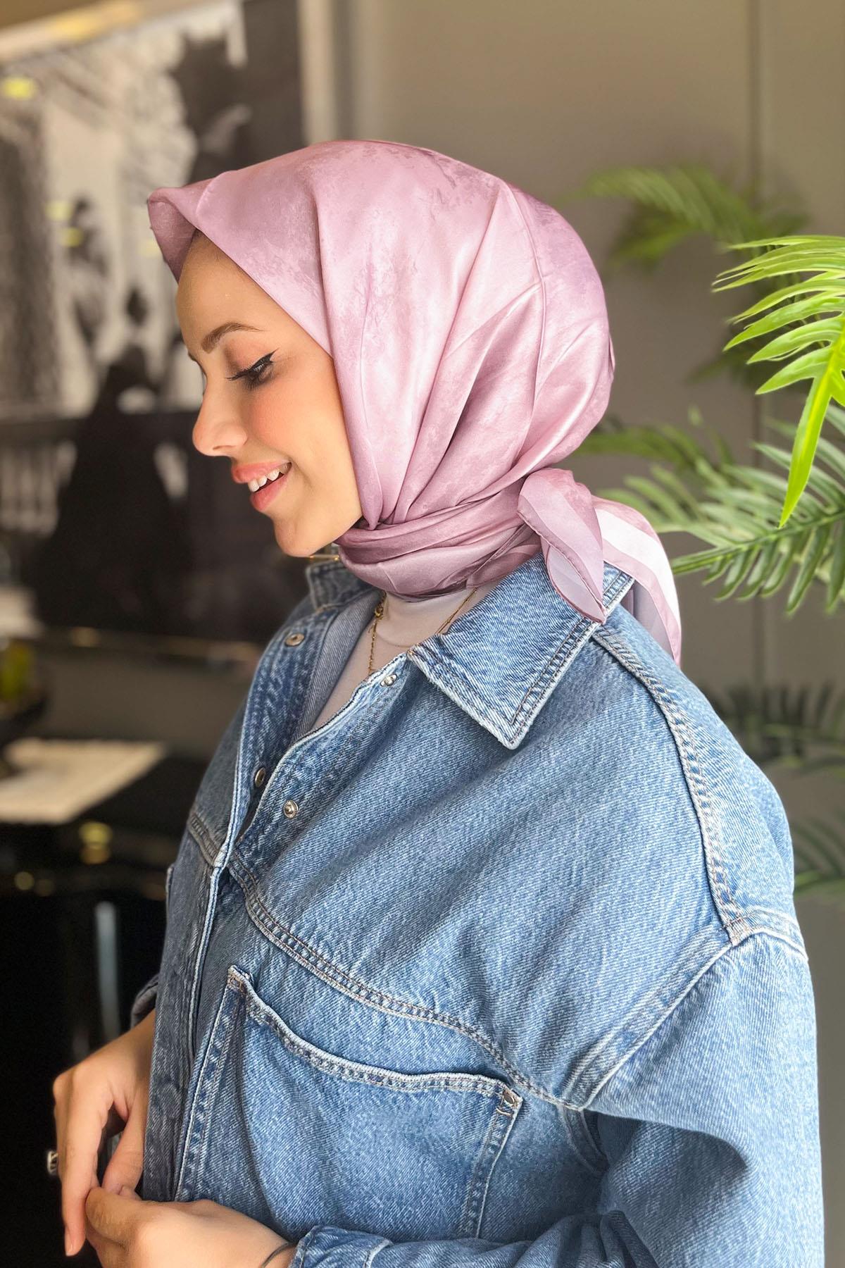 Sultan Kristal Eşarp - Bulut Desen - SKE91 - Gül Kurusu