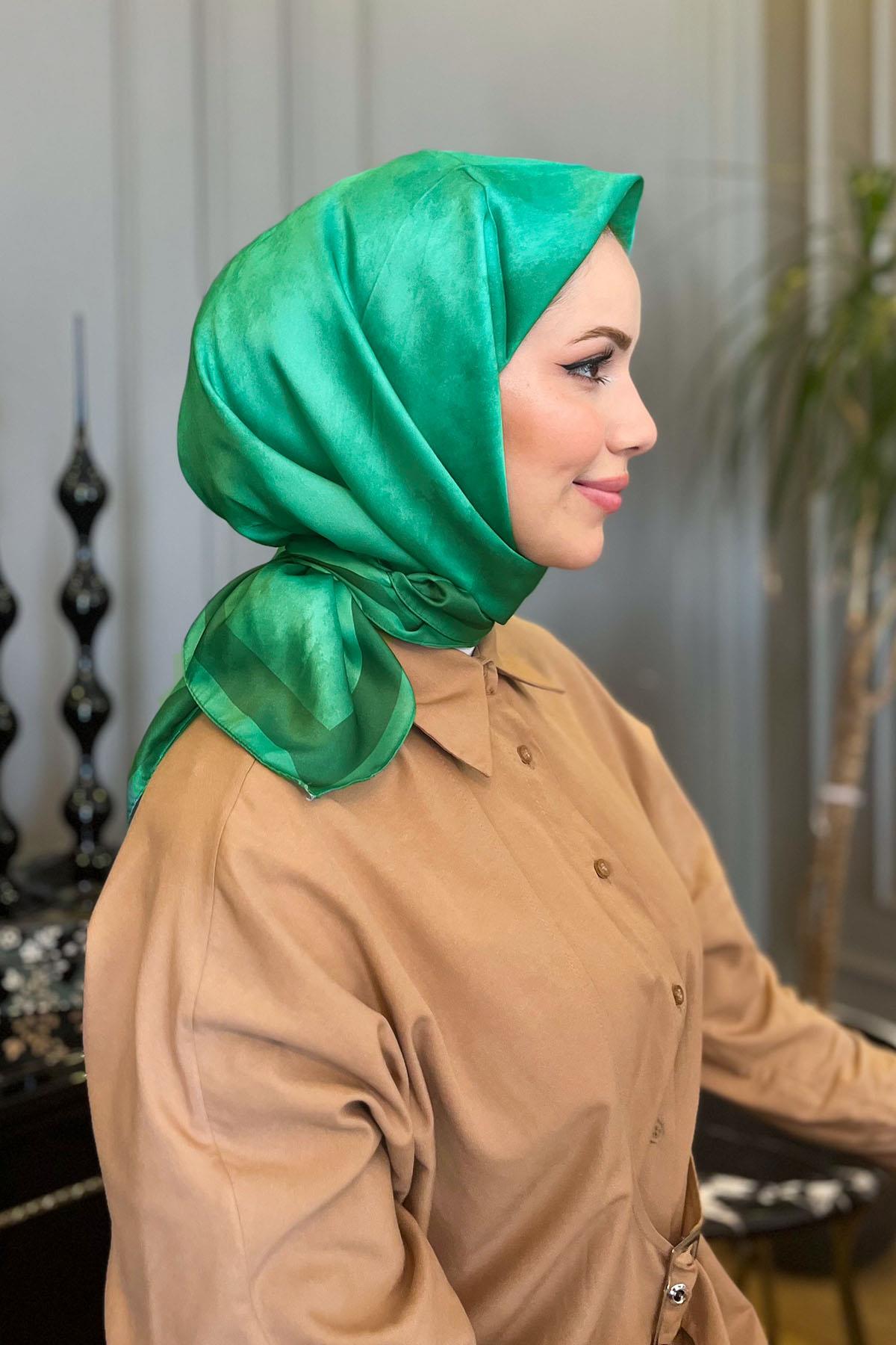 Sultan Kristal Eşarp - Bulut Desen - SKE53 - Koyu Yeşil