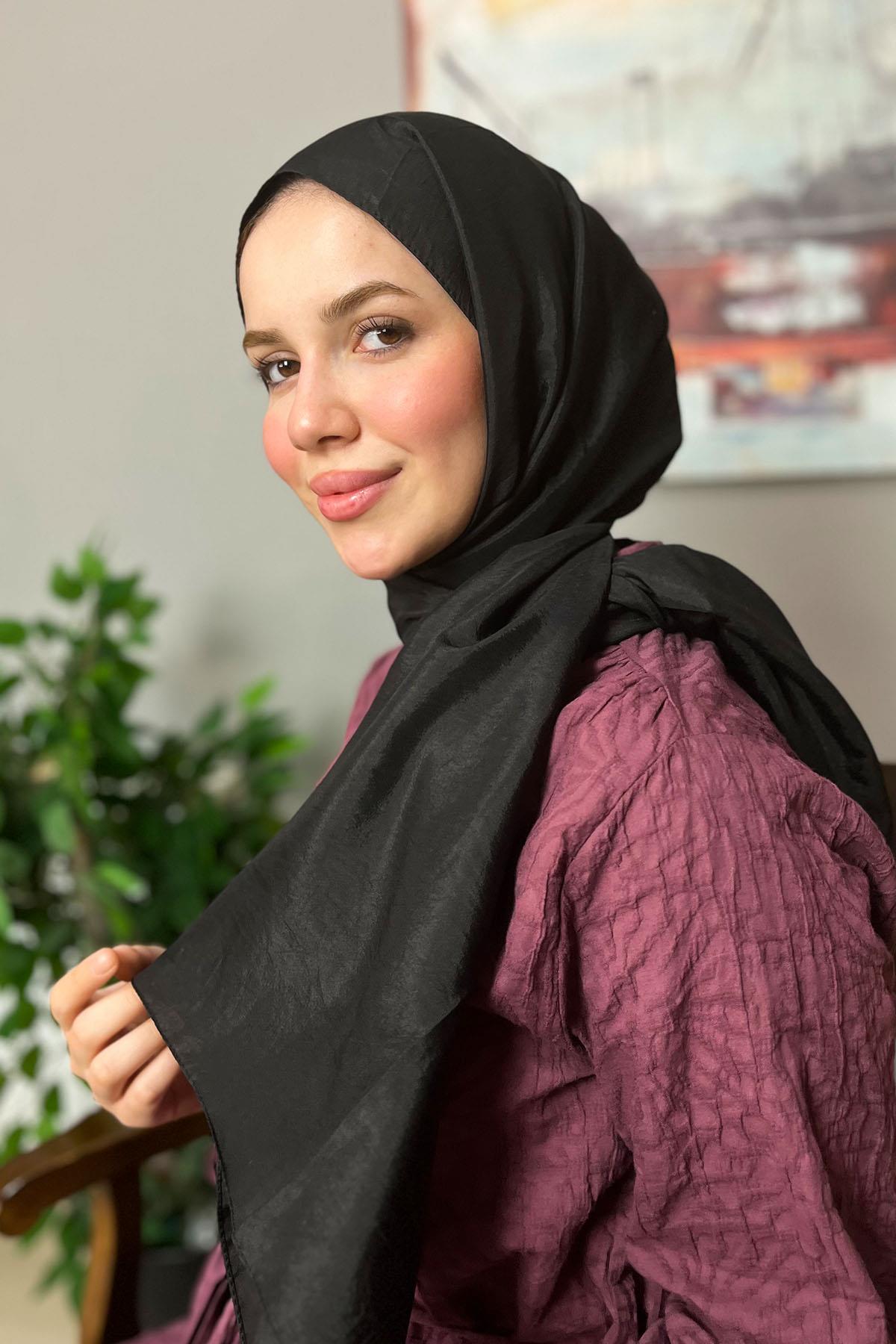 Sultan Vual Şal - Düz Renk - SLV001-01 - Siyah