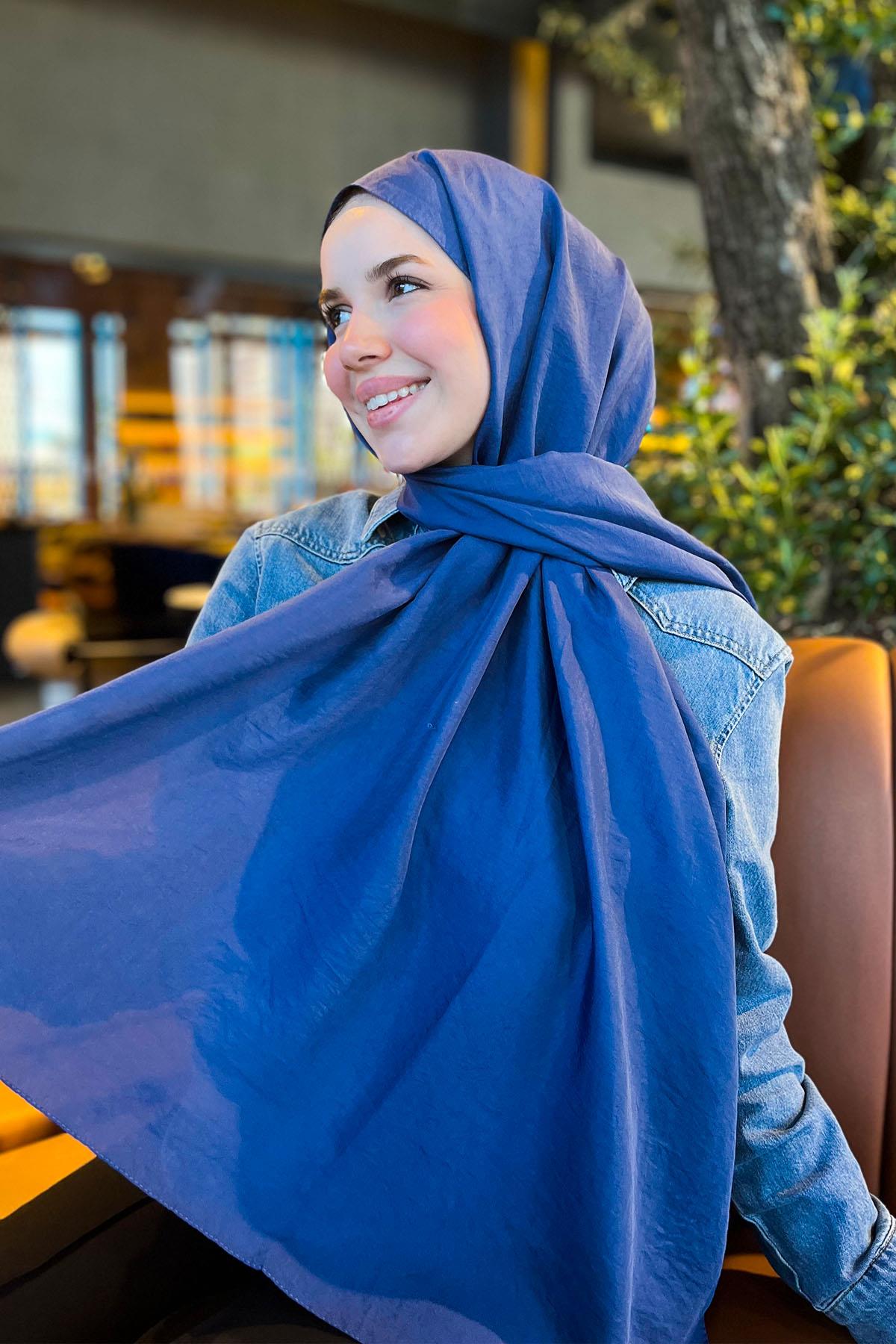 Sultan Vual Şal - Düz Renk - SLV001-02 - Lacivert