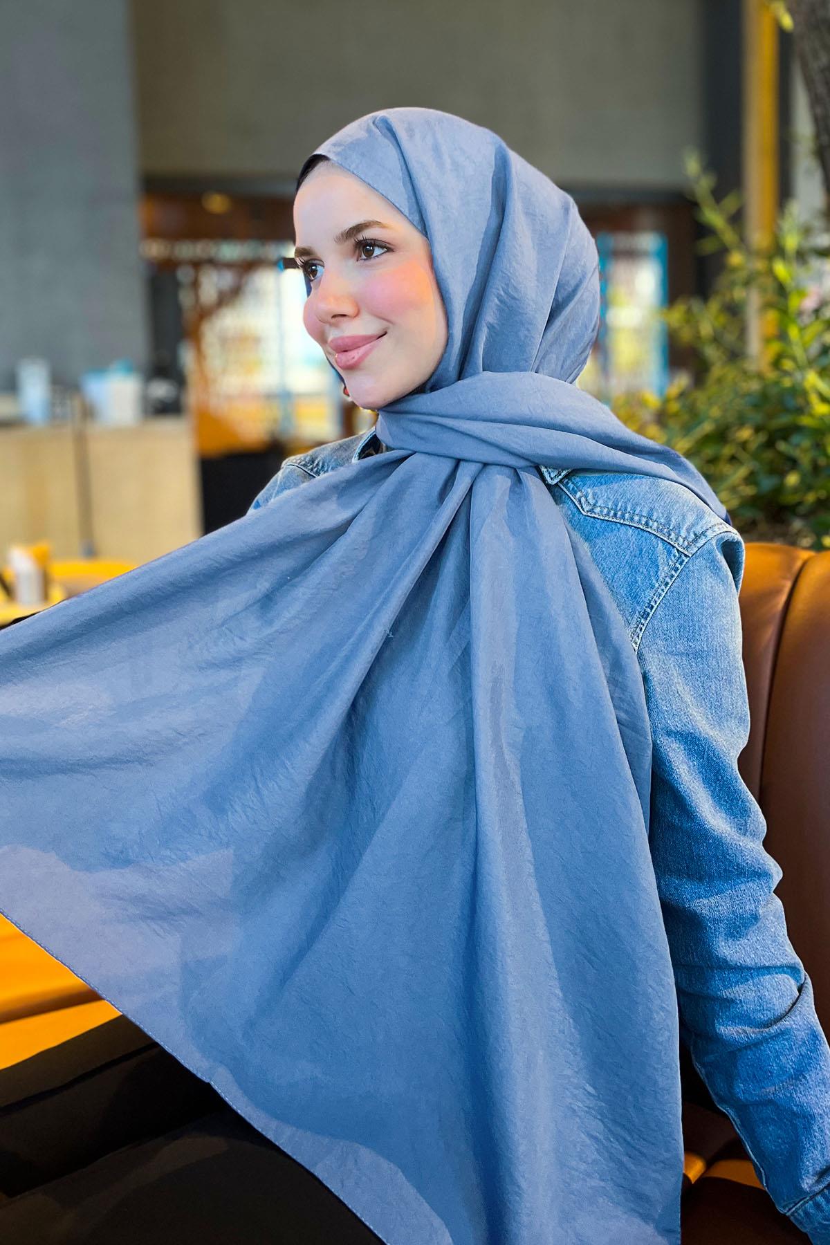 Sultan Vual Şal - Düz Renk - SLV001-03 - Mavi