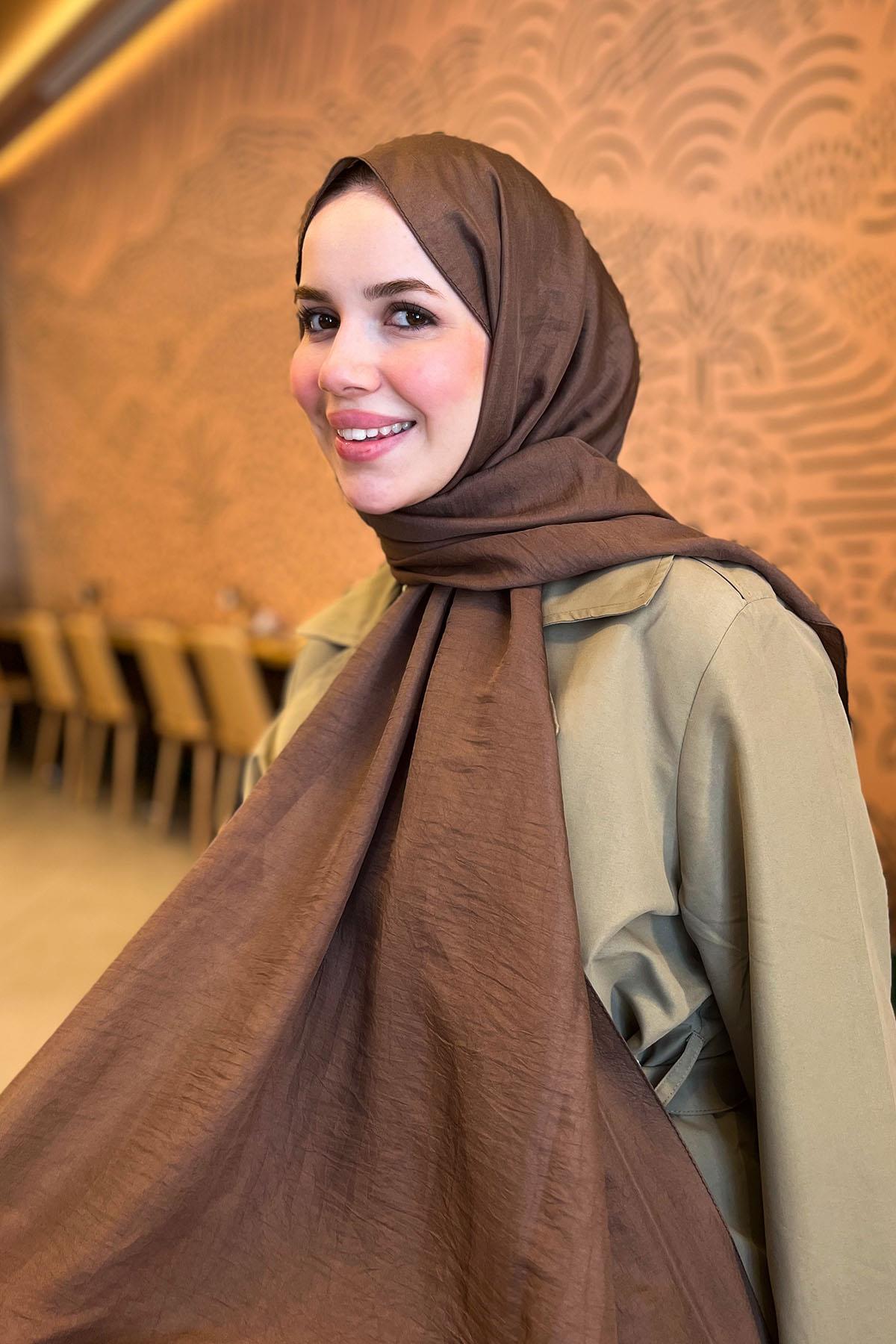 Sultan Vual Şal - Düz Renk - SLV001-04 - Kahverengi