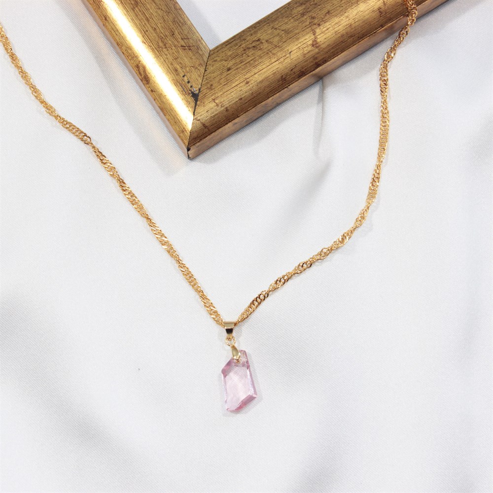 Swarovski Kristalli Pembe Asimetrik Kolye - VK251