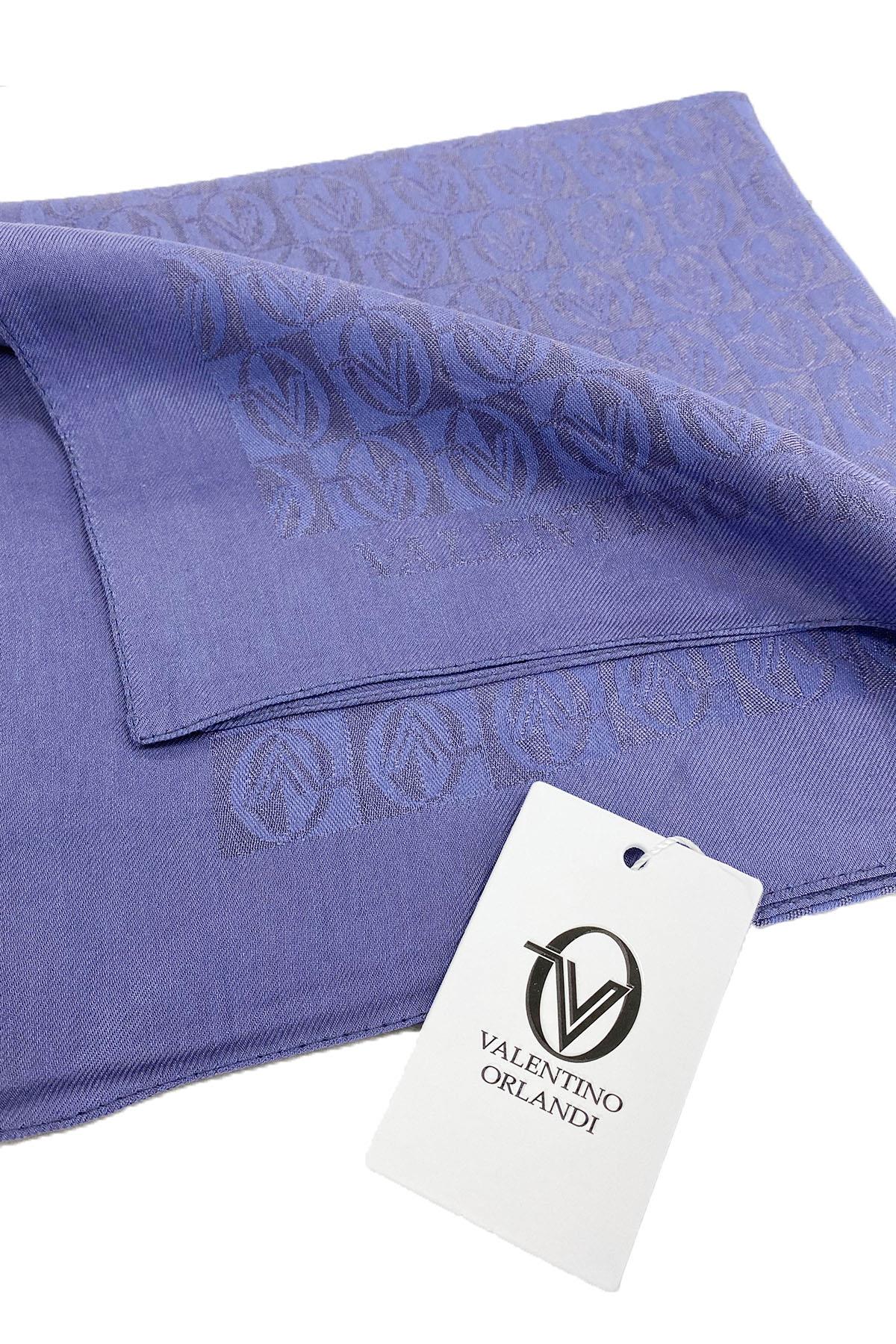 Valentino Orlandi Alia, Jakarlı Lyocell Eşarp - Dama Desen - 13 - İndigo