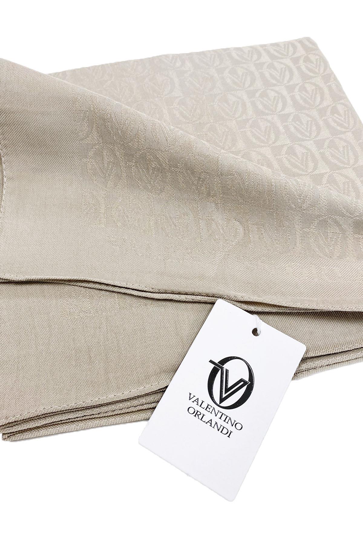 Valentino Orlandi Alia, Jakarlı Lyocell Eşarp - Dama Desen - 04 - Açık Vizon