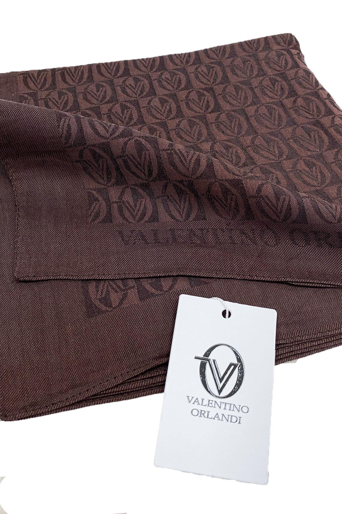 Valentino Orlandi Alia, Jakarlı Lyocell Eşarp - Dama Desen - 07 - Acı Kahve