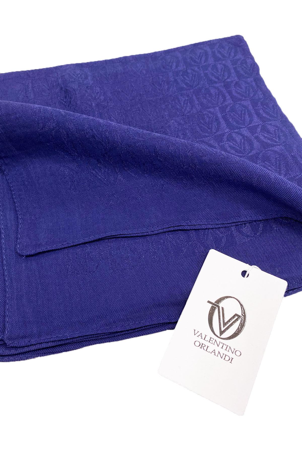 Valentino Orlandi Alia, Jakarlı Lyocell Eşarp - Dama Desen - 03 - Gece Mavisi