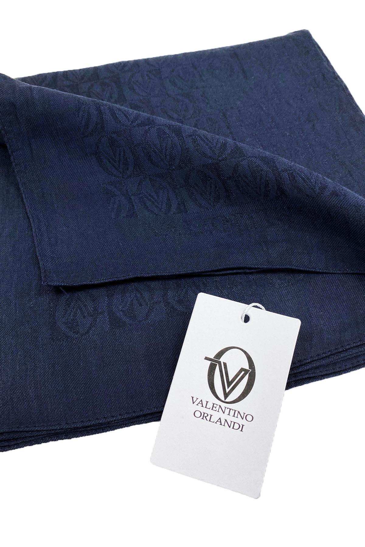 Valentino Orlandi Alia, Jakarlı Lyocell Eşarp - Dama Desen - 02 - Lacivert