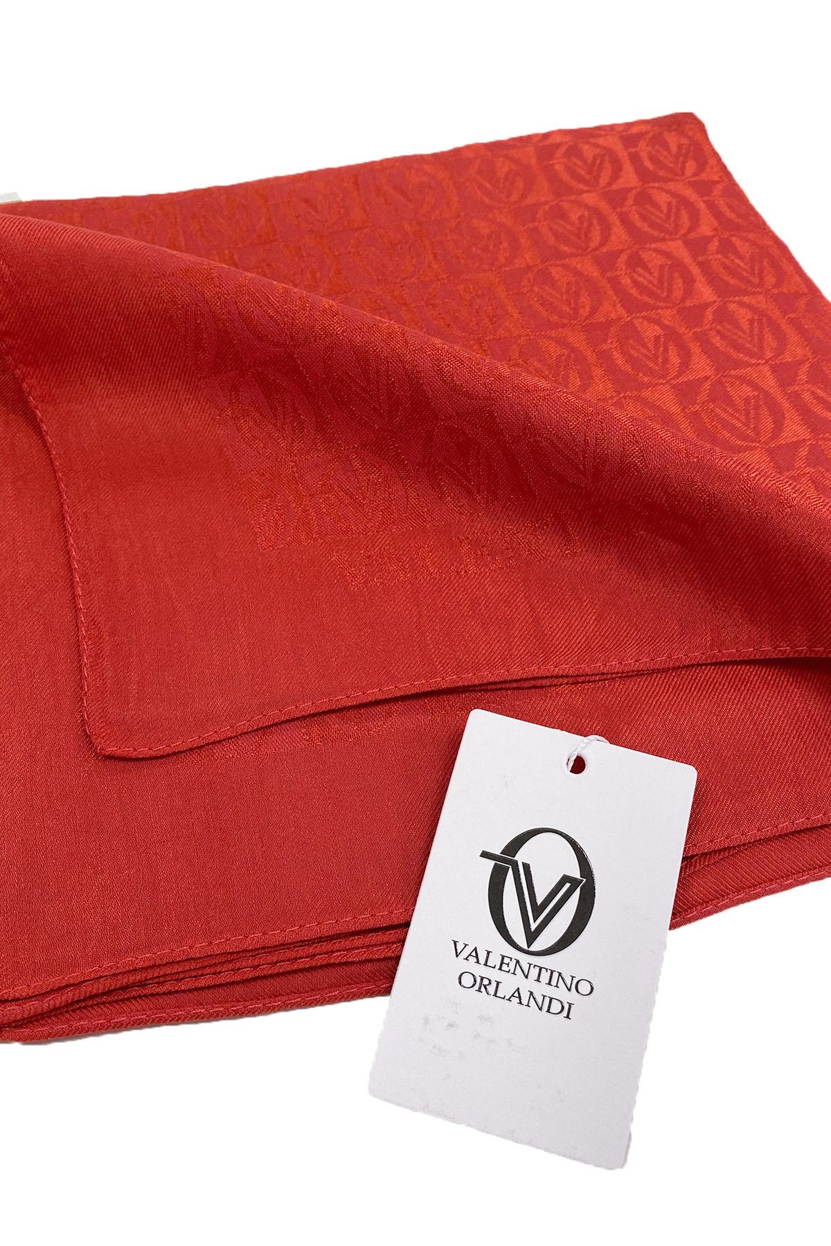 Valentino Orlandi Alia, Jakarlı Lyocell Eşarp - Dama Desen - 14 - Kırmızı