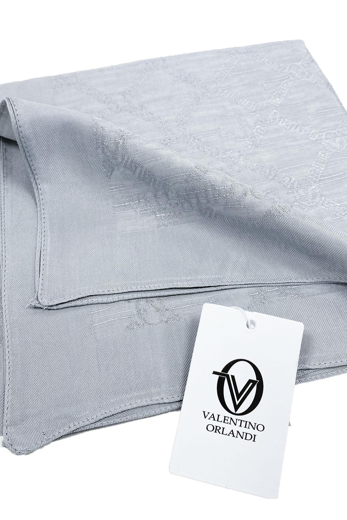 Valentino Orlandi Siena, Jakarlı Eşarp - Logo Desen - 05 - Gümüş
