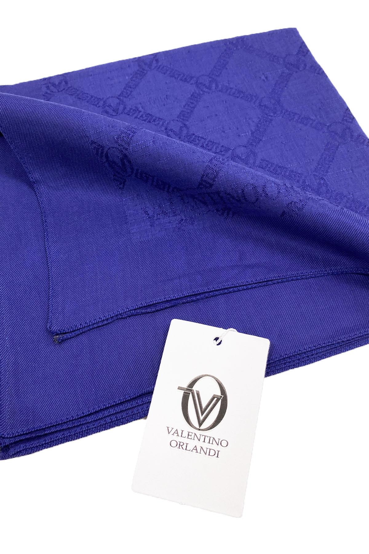 Valentino Orlandi Siena, Jakarlı Eşarp - Logo Desen - 02 - Gece Mavisi