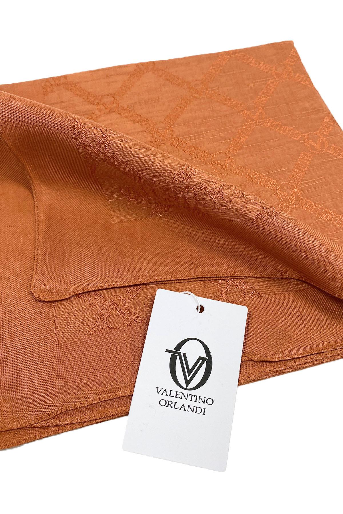 Valentino Orlandi Siena, Jakarlı Eşarp - Logo Desen - 12 - Kiremit