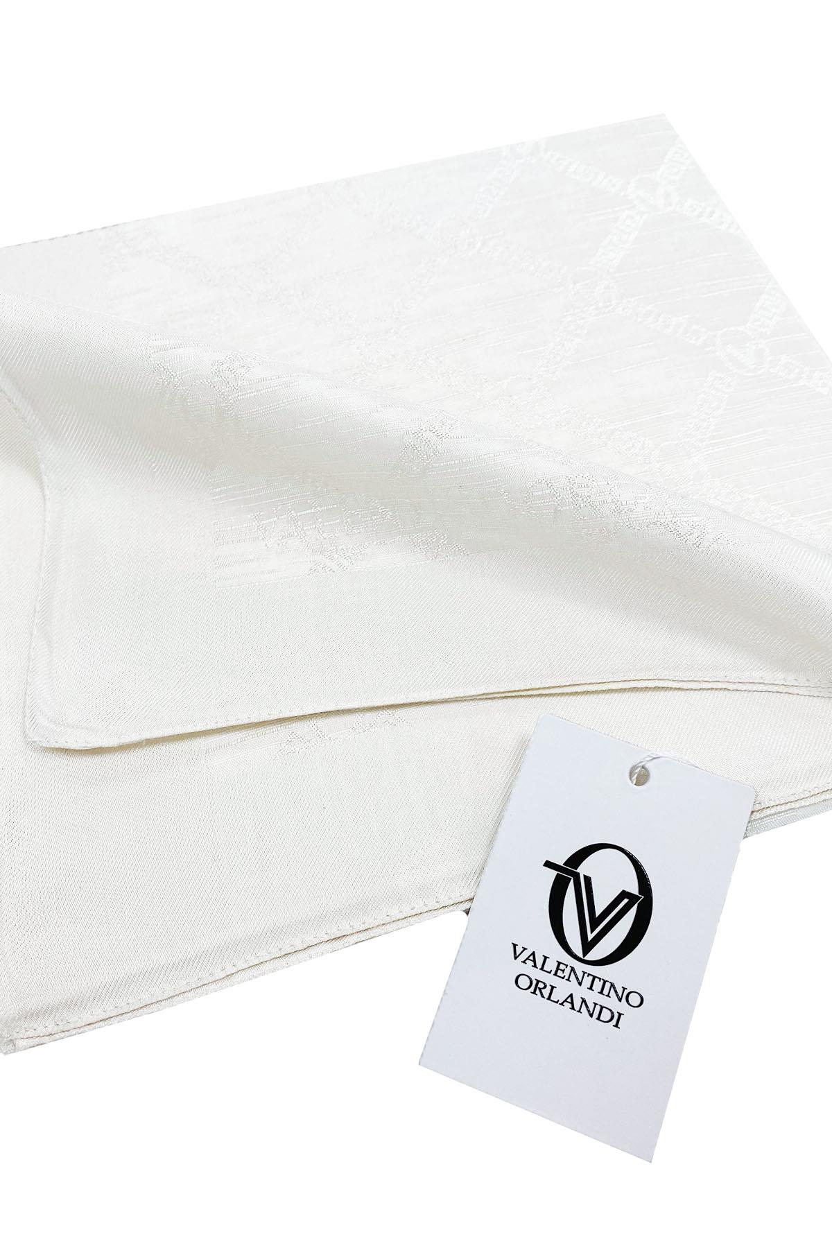 Valentino Orlandi Siena, Jakarlı Eşarp - Logo Desen - 03  - Krem