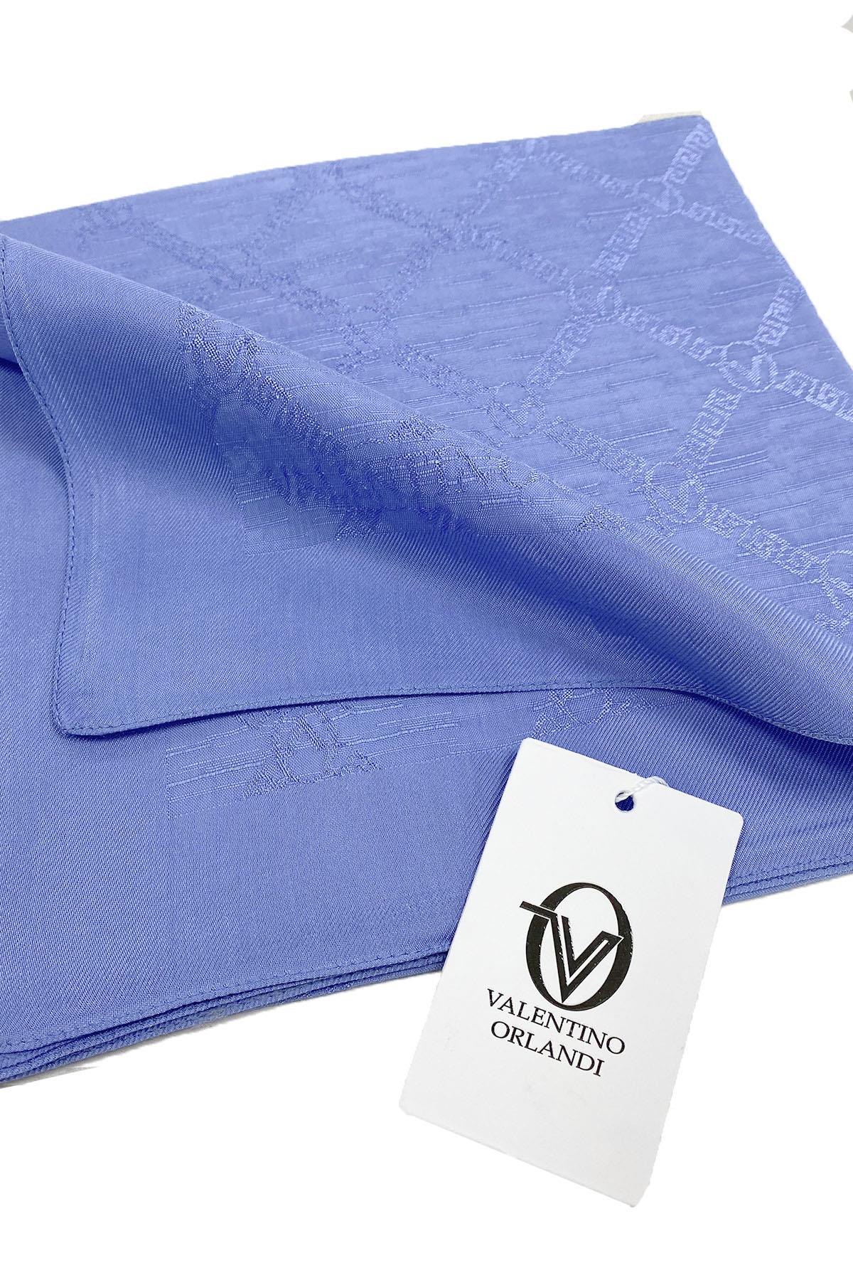 Valentino Orlandi Siena, Jakarlı Eşarp - Logo Desen - 14 - Mavi